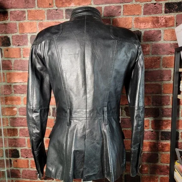 ZARA BASIC Leather Jacket | Black Leather Jacket Size S - Picture 2 of 4